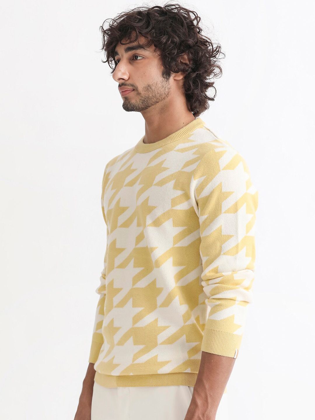 RARE RABBIT Men Honder Crew Neck Abstract Printed Sweater