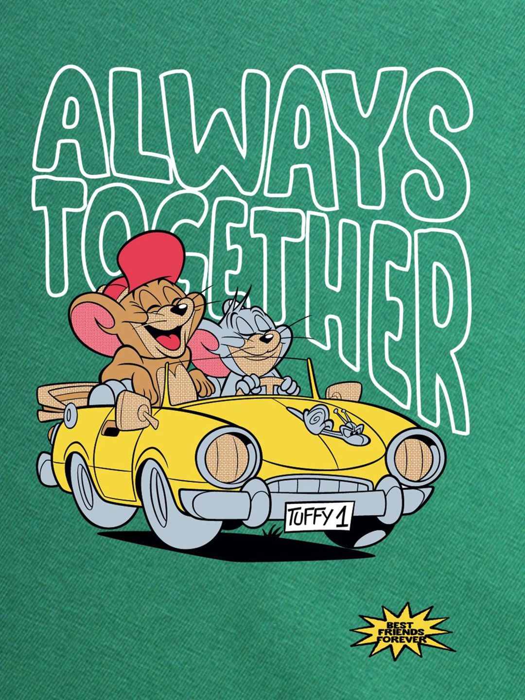 Bewakoof Women Graphic Printed Round Neck Pure Cotton Oversized Tom & Jerry T-shirt