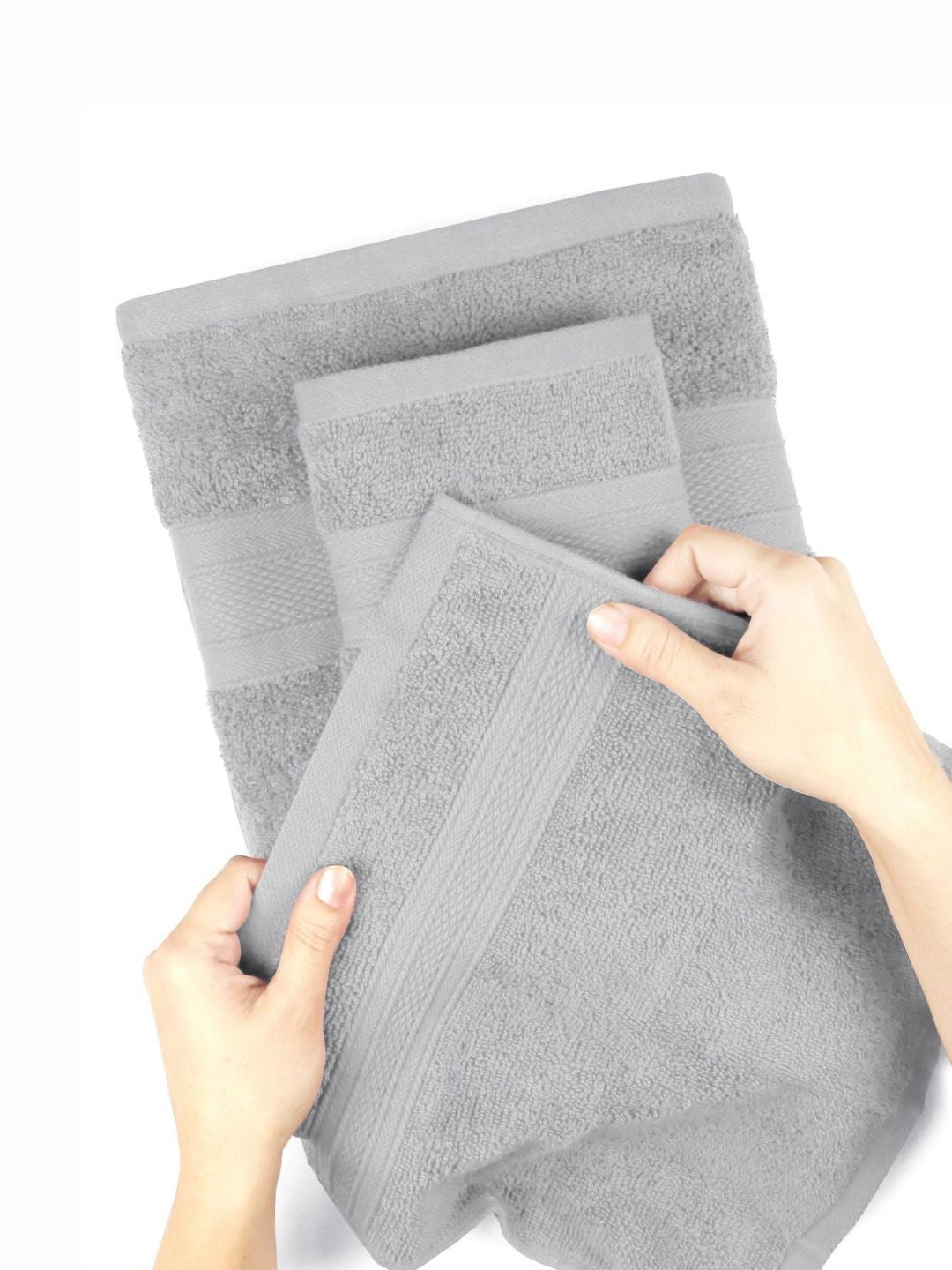 MYTRIDENT Soft Comfort Silver-Toned 6 Pieces Pure Cotton 500 GSM Towel Set