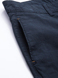 Being Human Men Navy Blue Regular Fit Checked Chinos