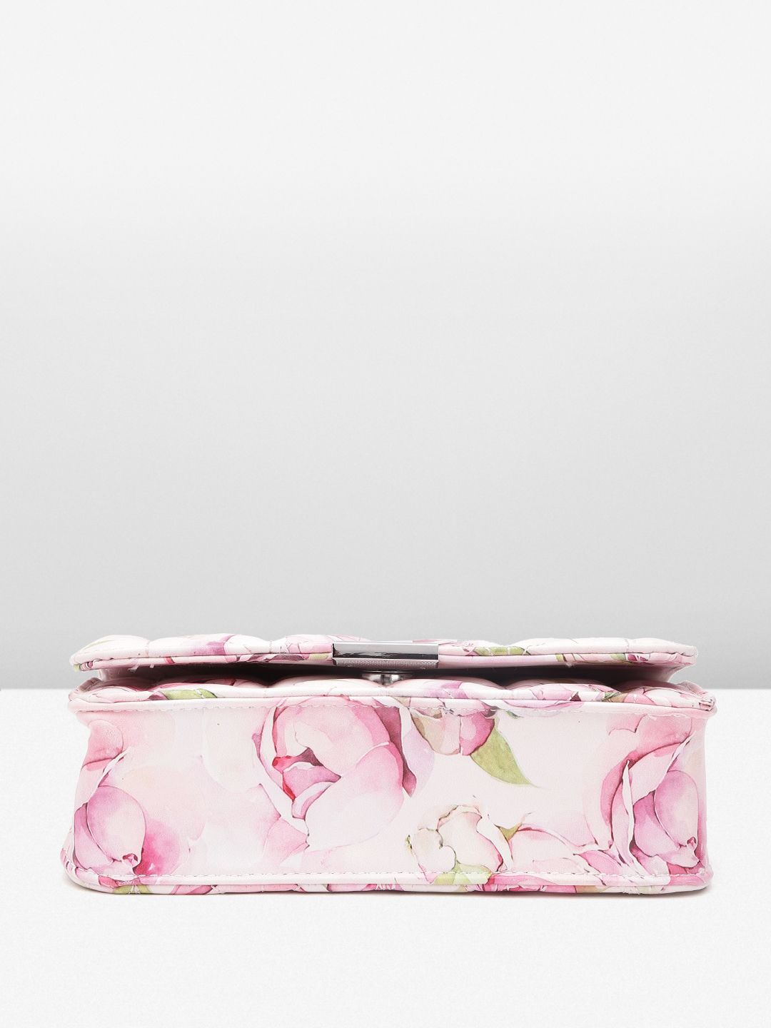 Lino Perros Floral Printed Structured Sling Bag with Quilted Detail