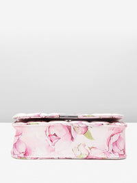 Lino Perros Floral Printed Structured Sling Bag with Quilted Detail