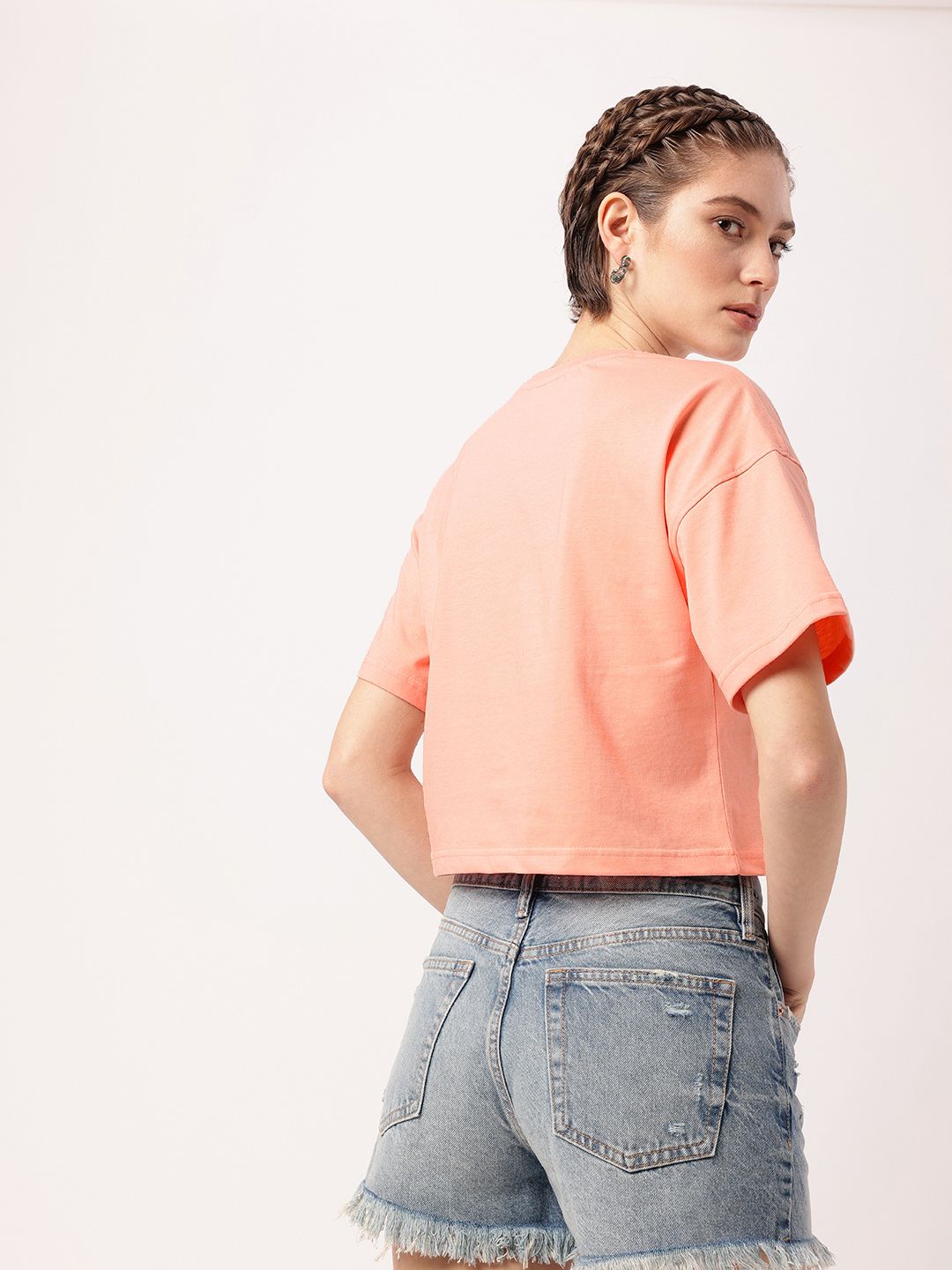DressBerry Sporty Blend Printed Boxy Fit Crop T-Shirt