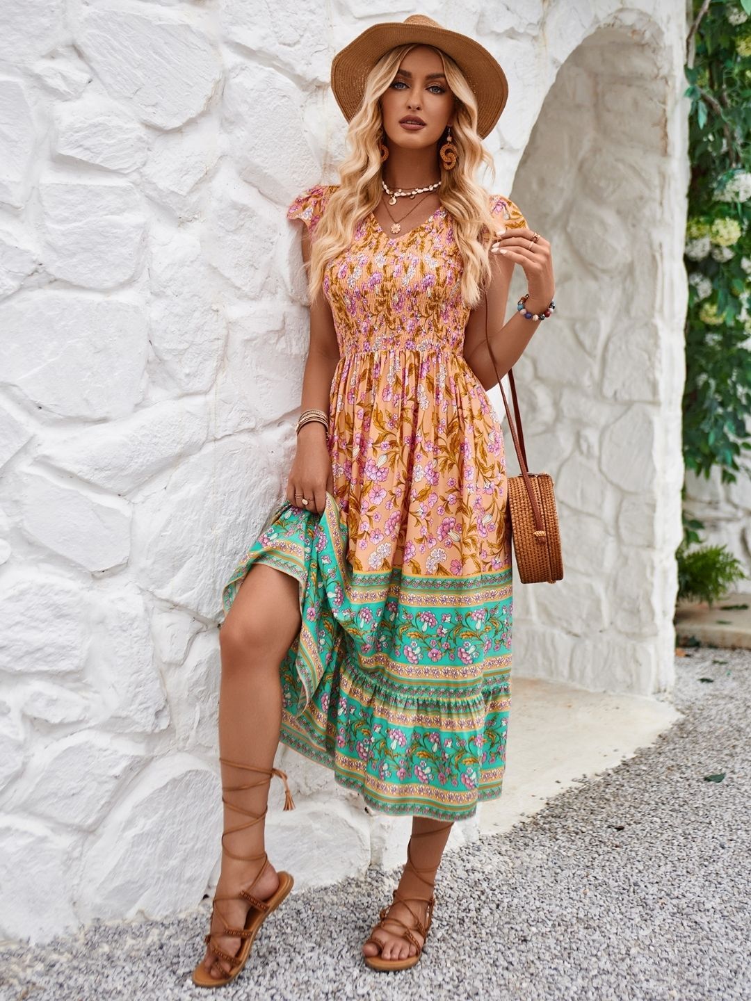 all about you Women Floral Printed A-Line Midi Dress