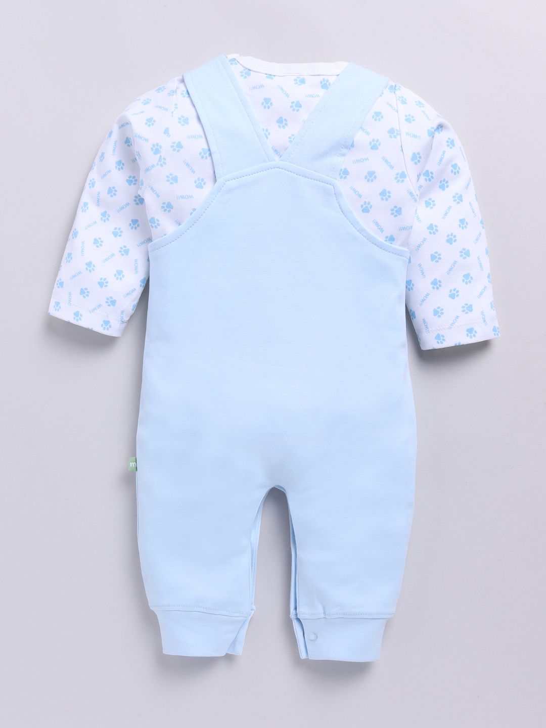Moms Love Infants Boys Pure Cotton Embroidered Detail Dungaree With Printed T-Shirt