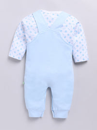Moms Love Infants Boys Pure Cotton Embroidered Detail Dungaree With Printed T-Shirt