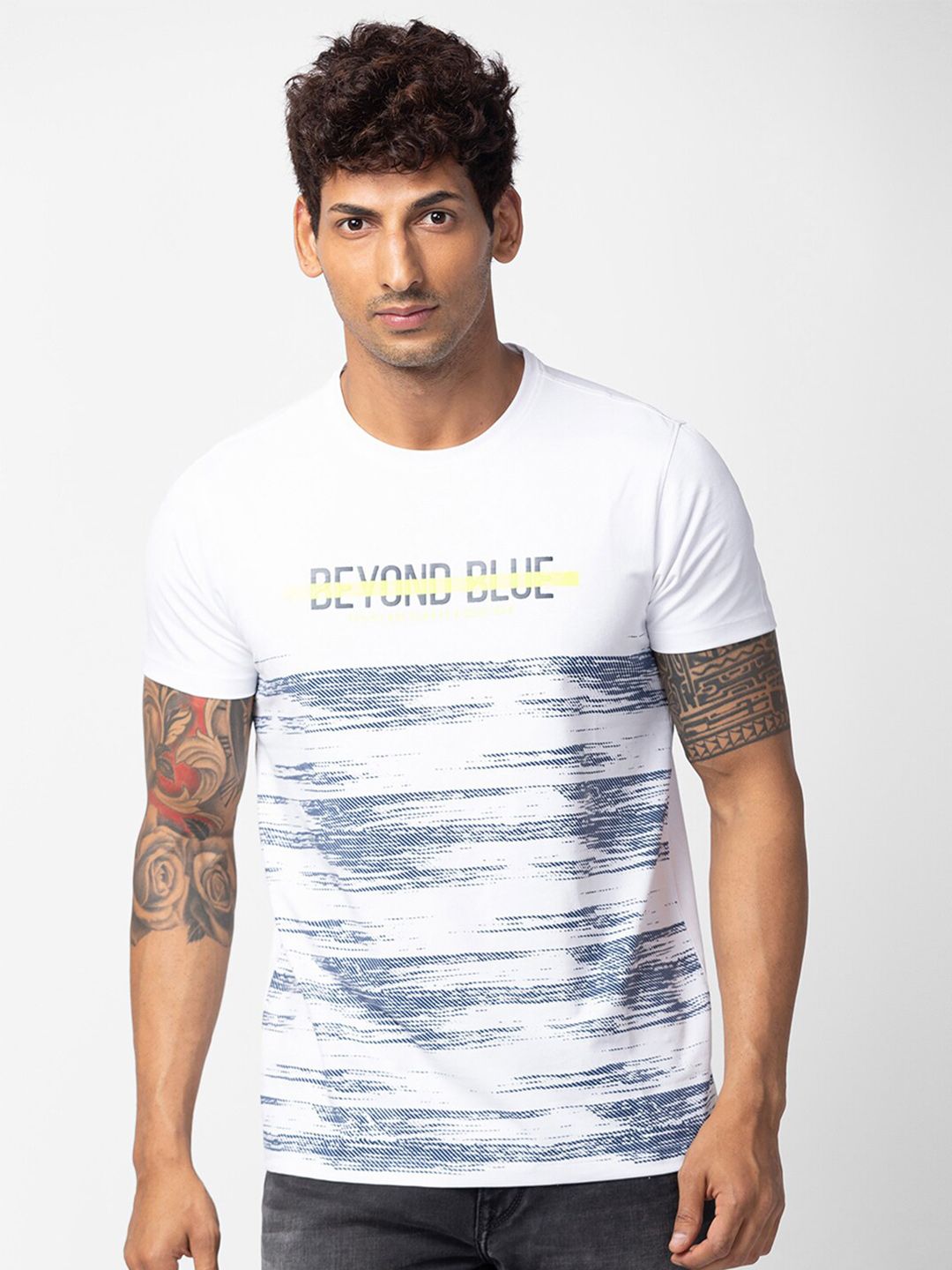 SPYKAR Men Striped Slim Fit Cotton T-shirt