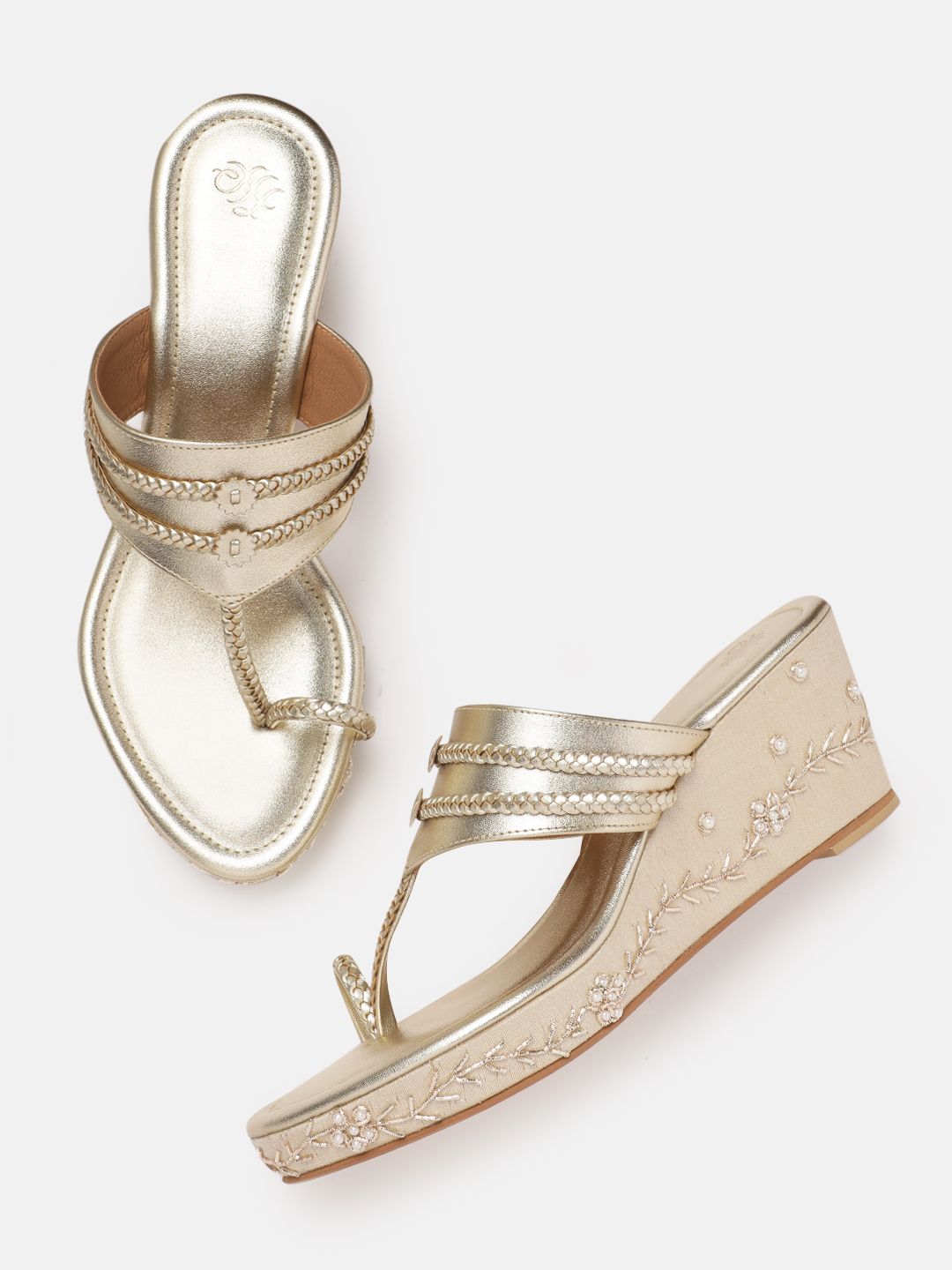 House of Pataudi Ethnic Embellished Wedge Heels