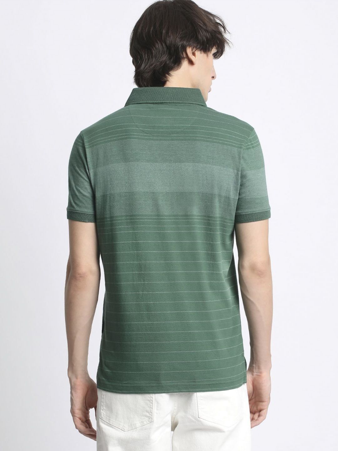THE BEAR HOUSE Men Striped Polo Collar Slim Fit T-shirt