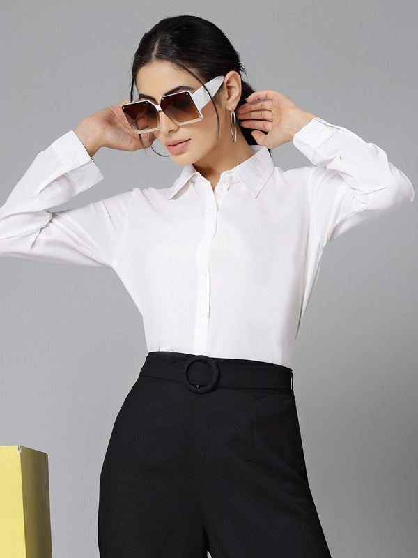 Style Quotient White Smart Spread Collar Formal Shirt