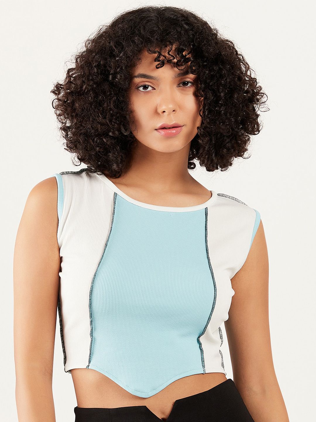 Athena Colourblocked Fitted Crop Top