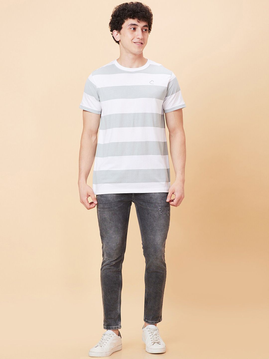Being Human Men Slim Fit Mid Rise Low Distress Heavy Fade Cropped Jeans