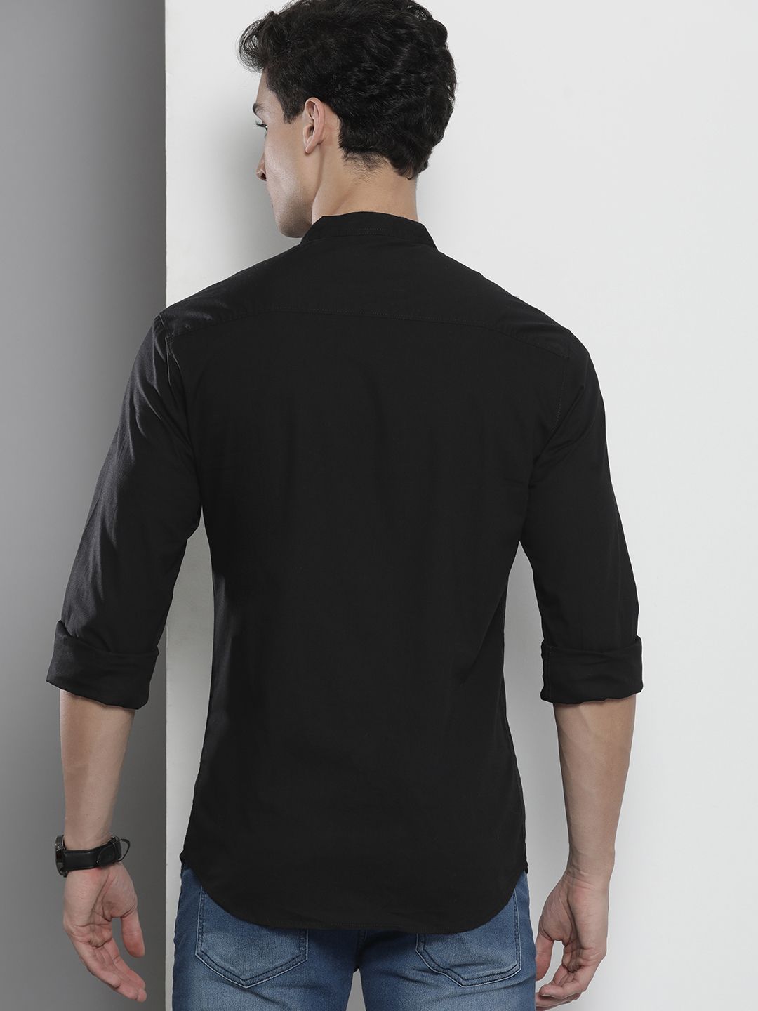 The Indian Garage Co Men Black Cotton Casual Shirt