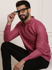 Anug by SOJANYA Men Dark Coral Mandarin Collar Kurta