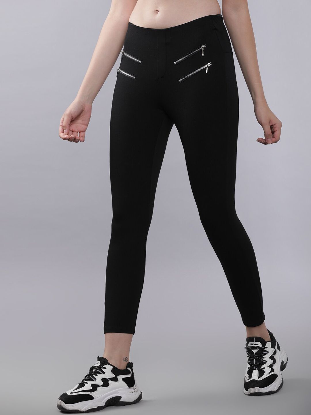 Tokyo Talkies Women Black Slim Fit Solid Regular Trousers