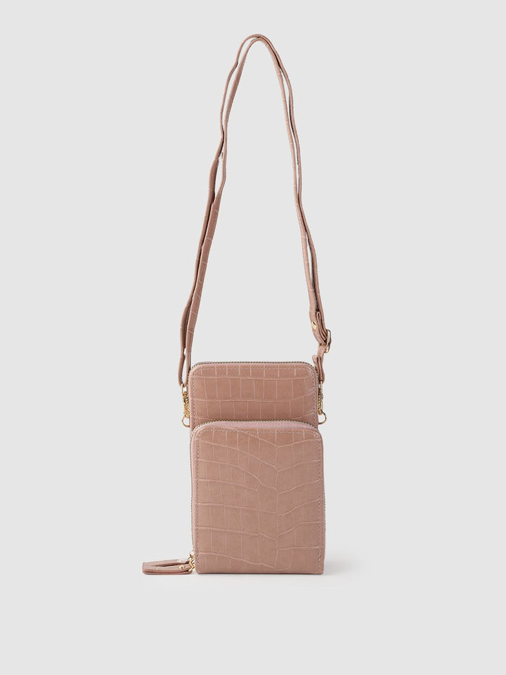 Lino Perros Peach-Coloured Animal Textured PU Structured Sling Bag