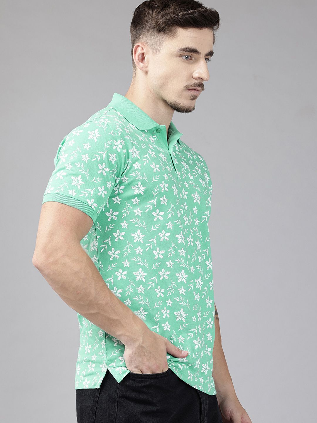 Park Avenue Floral Printed Polo Collar T-shirt