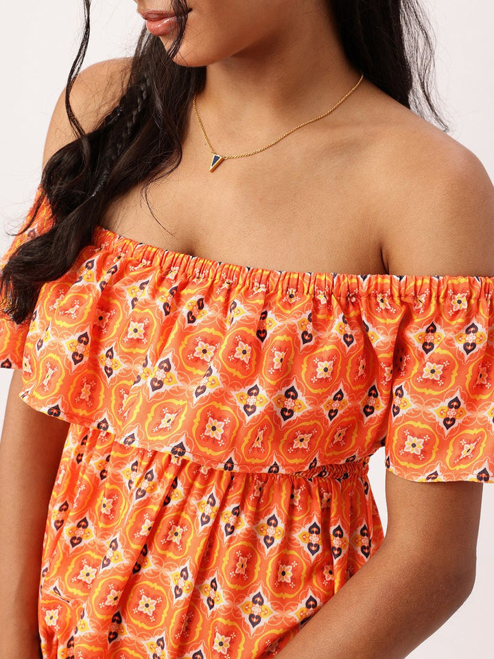 DressBerry Street Chic Meets Ethnic Prints Off-Shoulder Smocked Maxi Dress