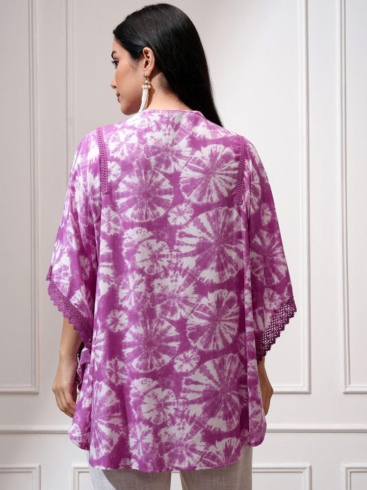 Vishudh Women Printed Mandarin Collar Kaftan Top