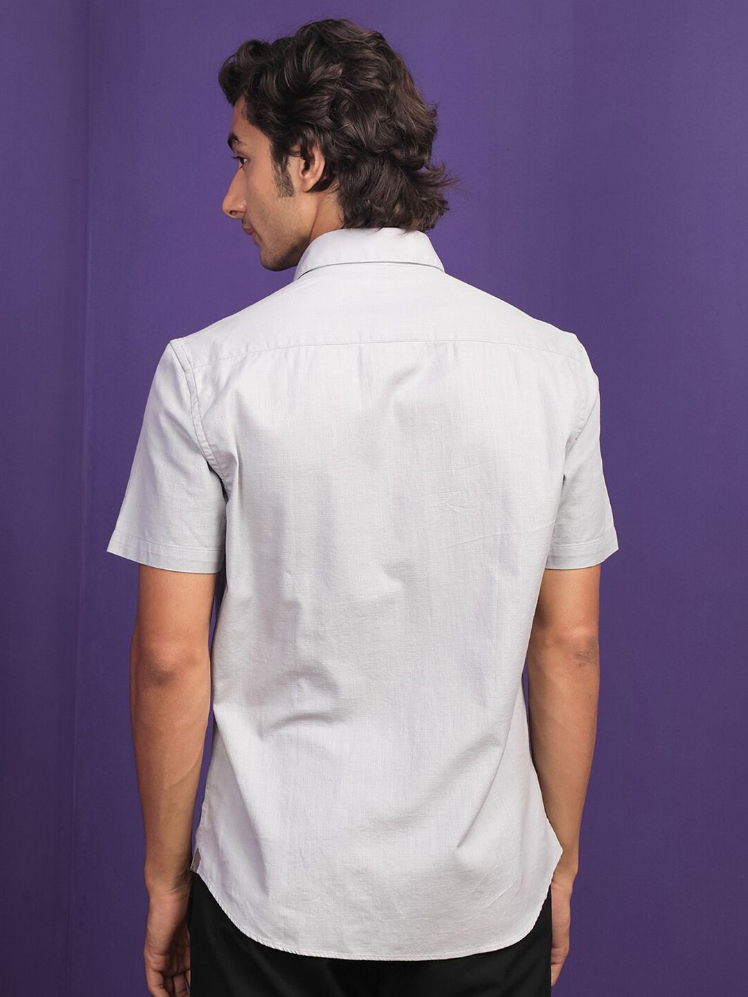 RARE RABBIT Men Darwin Slim Fit Spread Collar Cotton Shirt