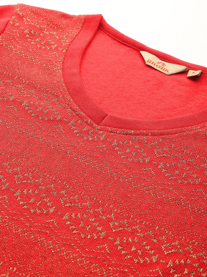 Anouk Geometric Woven Design Winter Kurta