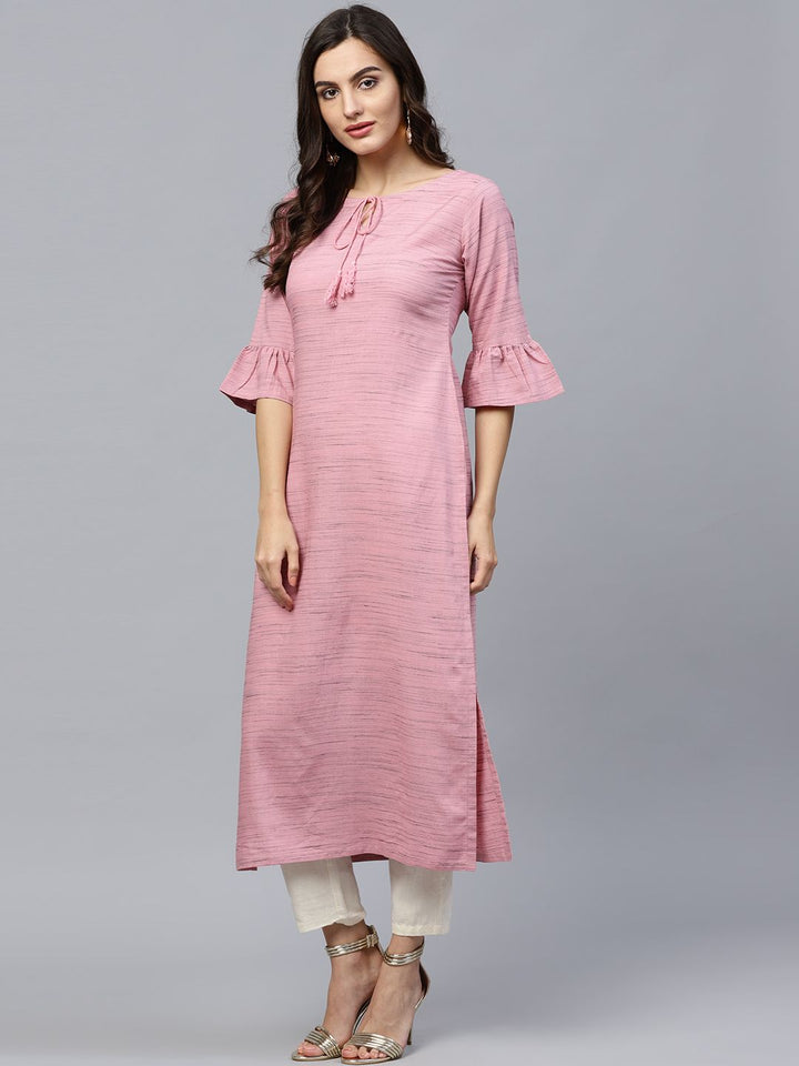 Gerua By Libas Women Pink  Black Self Design Straight Kurta