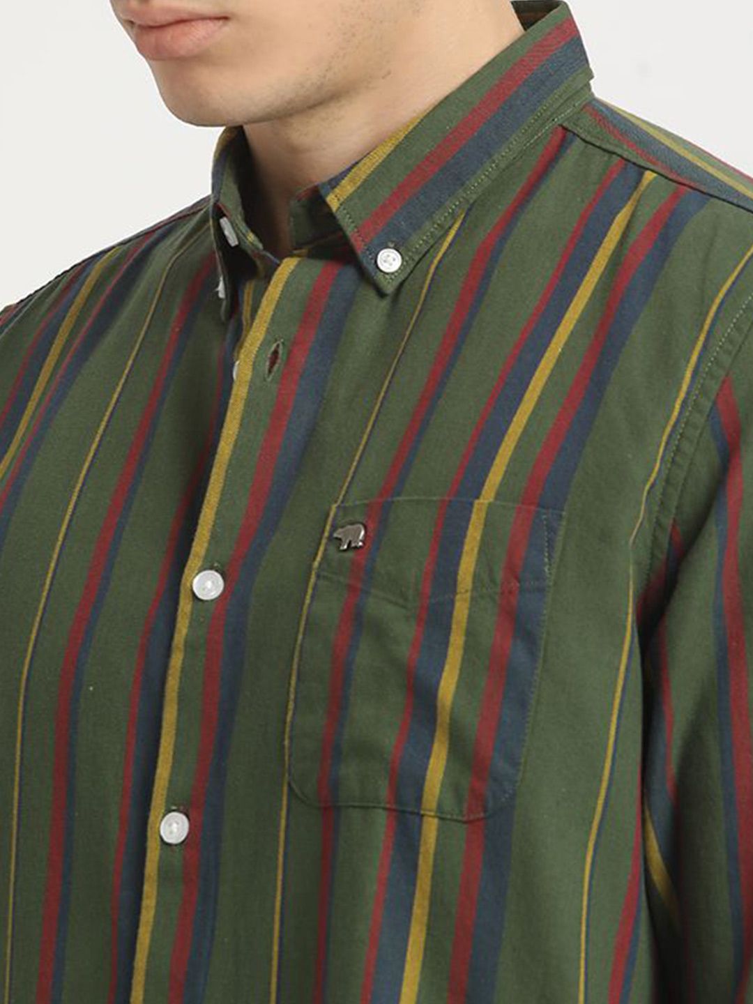 THE BEAR HOUSE Men's Striped Slim Fit Casual Shirt
