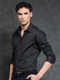 RARE RABBIT Men Roser Slim Fit Embroidered Cotton Shirt