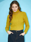 STREET 9 Self Design Turtle Neck Acrylic Pullover