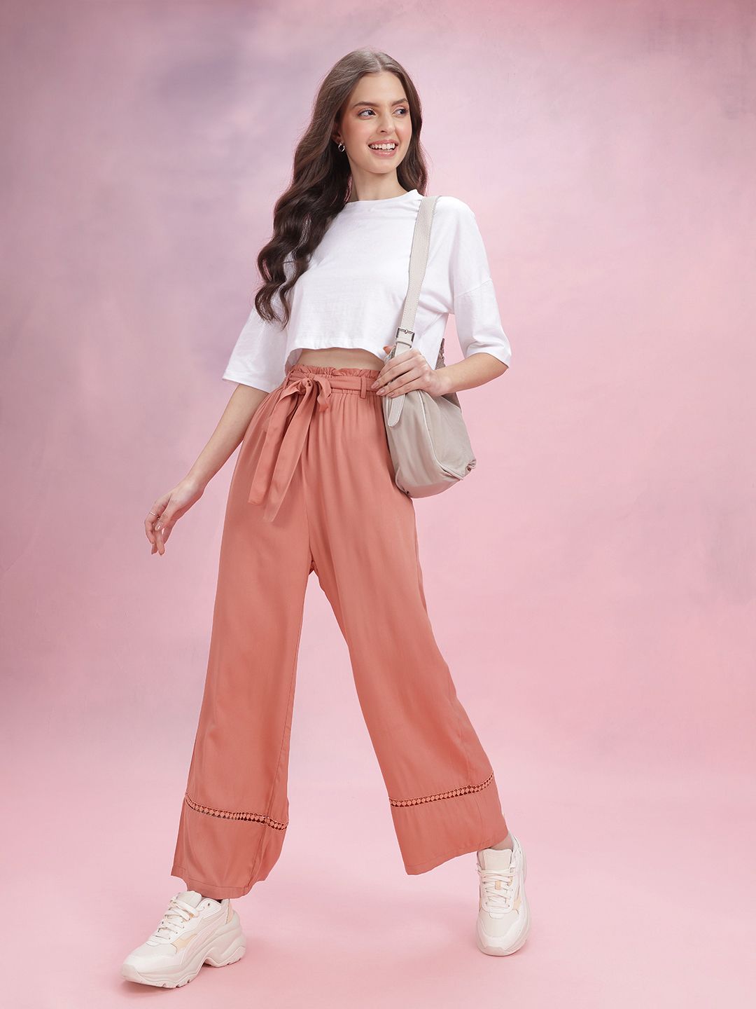 DressBerry Women High-Rise Pleated Trousers Comes With a Belt