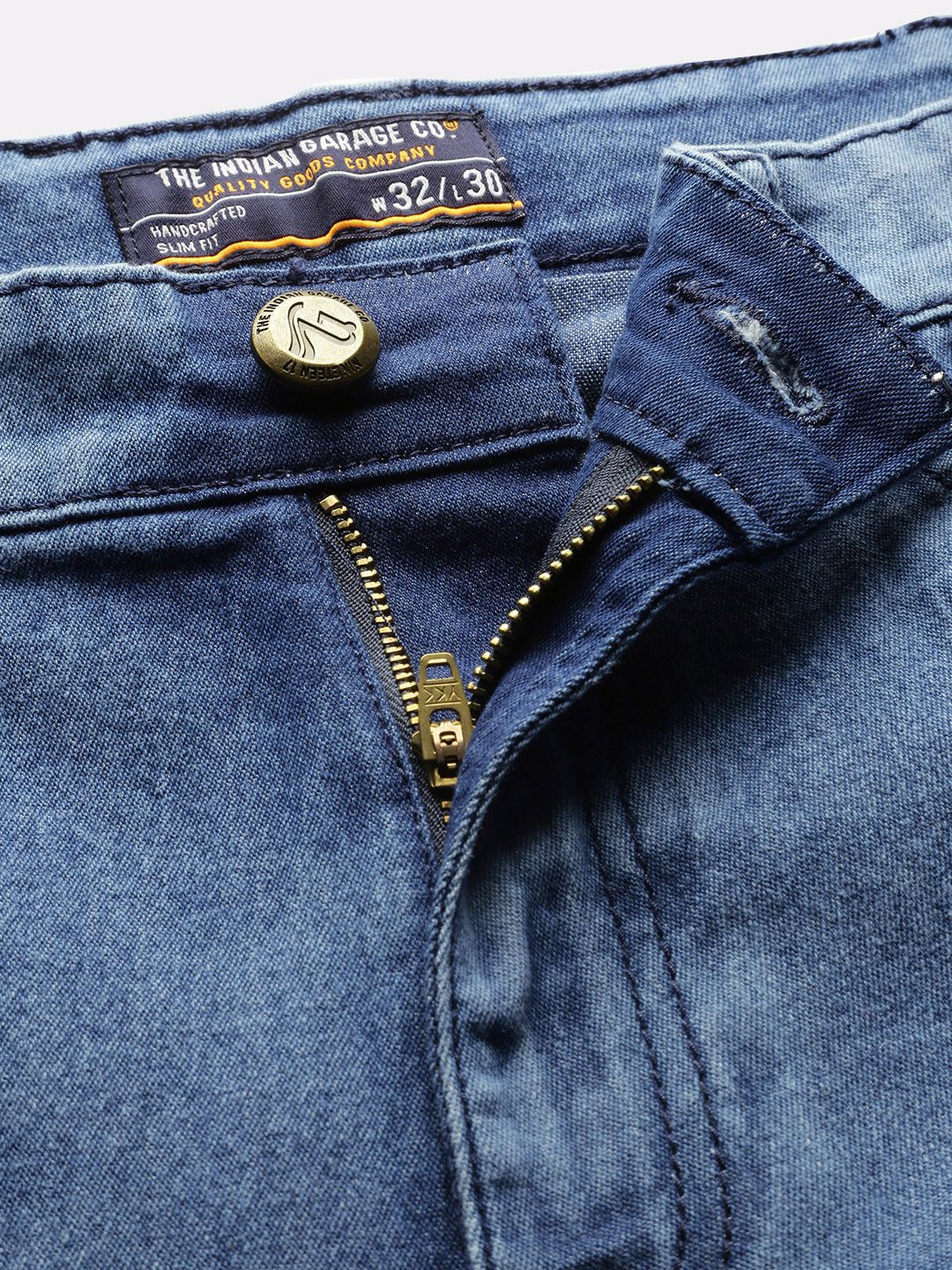 The Indian Garage Co Men Blue Slim Fit Low-Rise Clean Look Stretchable Jeans