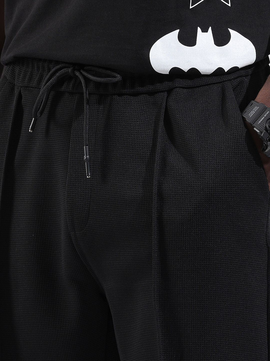 The Indian Garage Co Men Loose Fit Textured Waffle Jogger