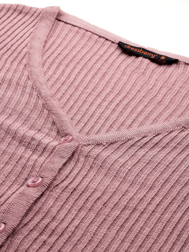 DressBerry Pure Acrylic Ribbed Cardigan