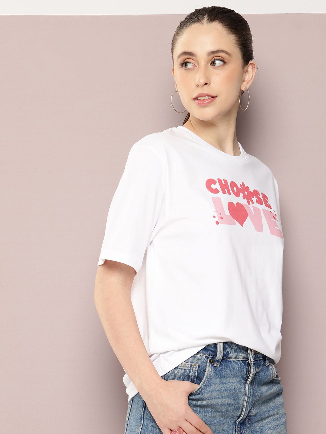 DILLINGER Women Typography Printed Drop-Shoulder Sleeves Oversized Pure Cotton T-shirt