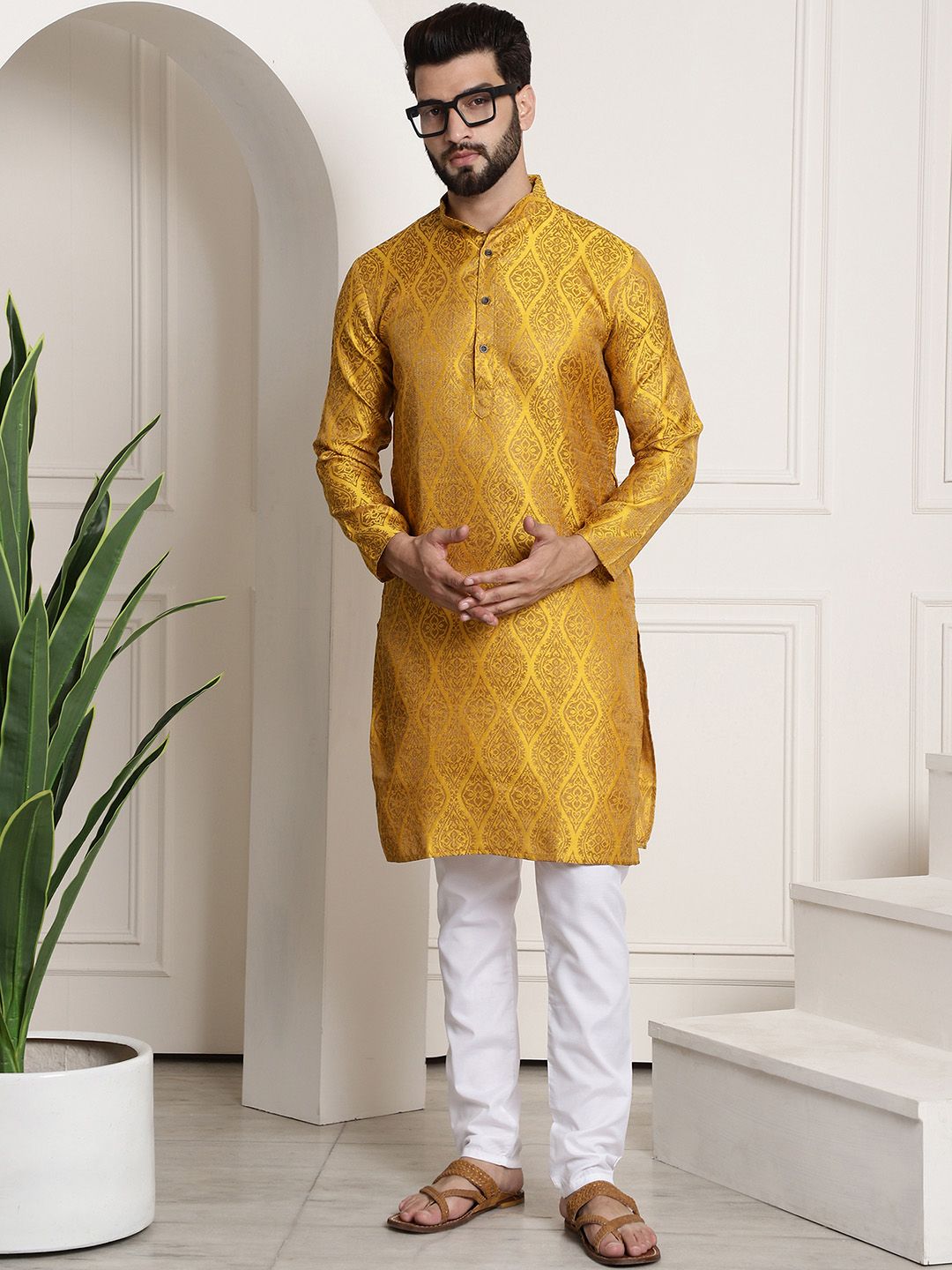 SOJANYA Motif Etnik Tenunan Rekaan Band Kolar Kurta Lurus