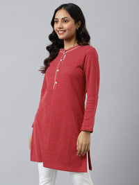 AURELIA Women Red & White Long Sleeves Kurta
