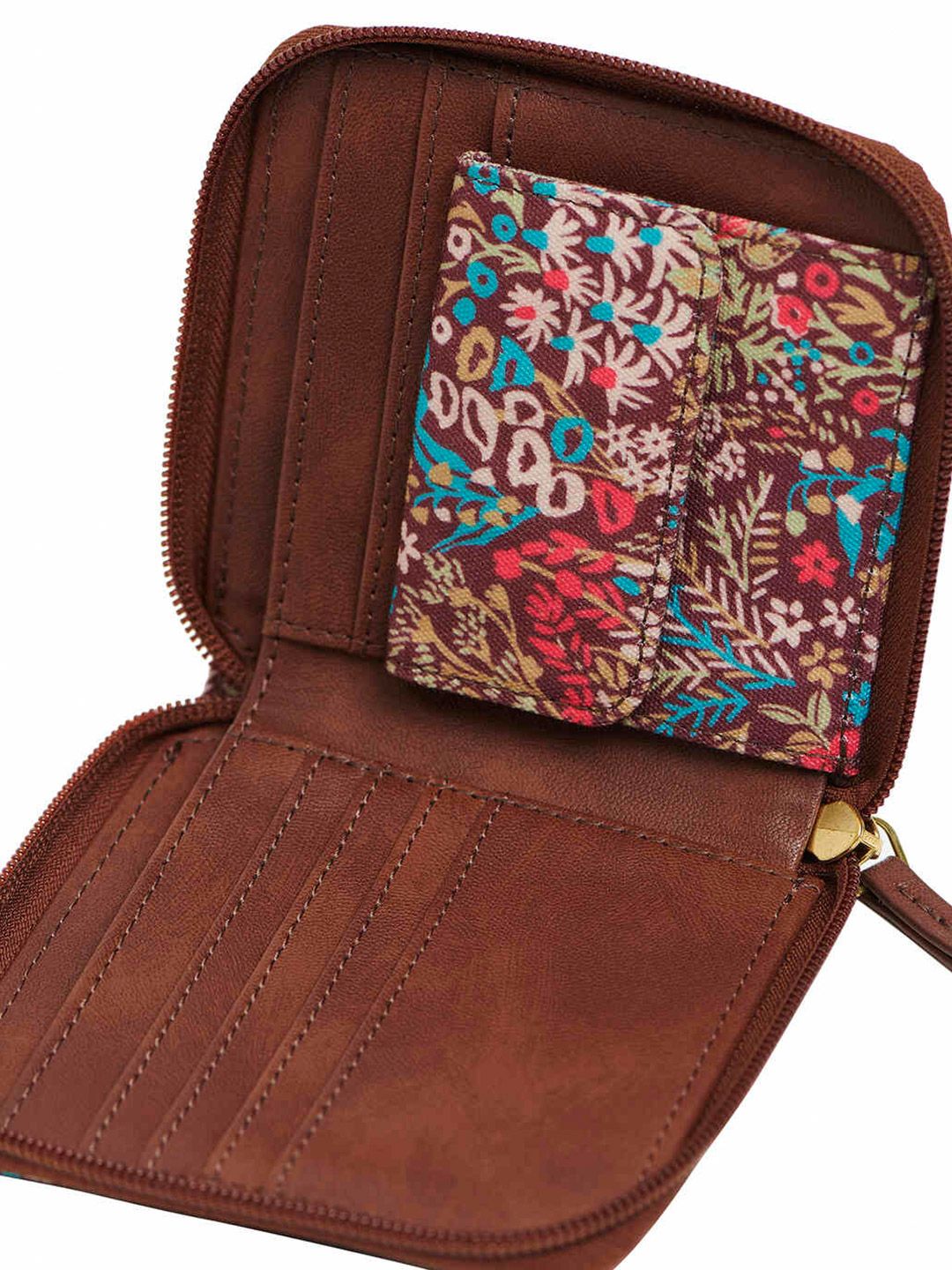 TEAL BY CHUMBAK Women Floral Printed Canvas Zip Around Wallet