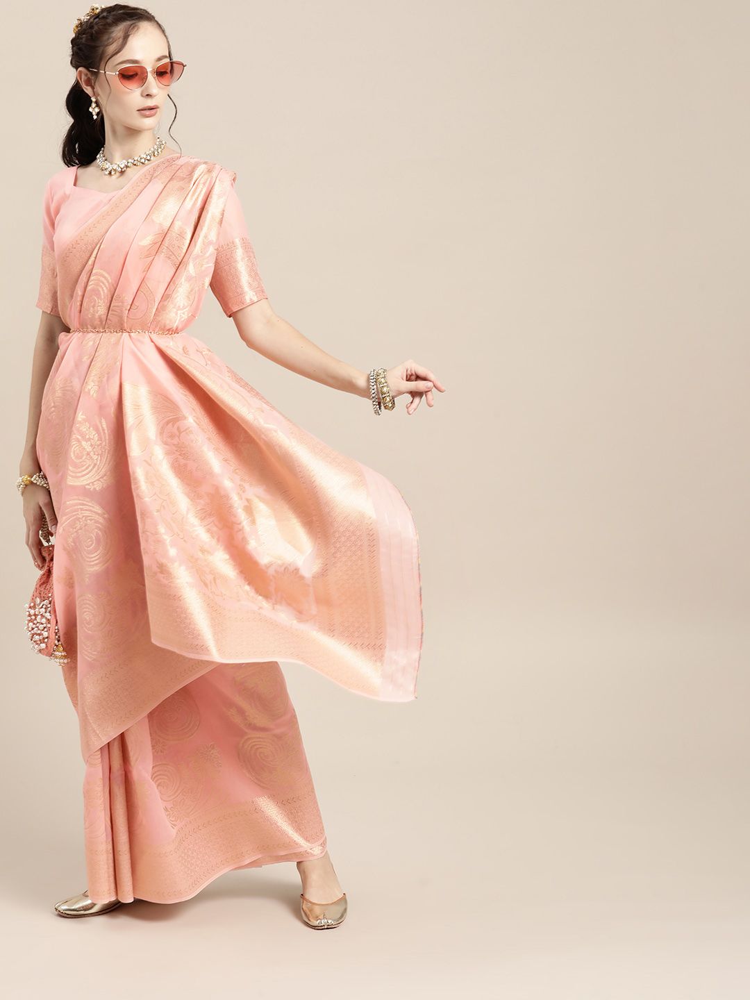 Saree mall Floral Silk Blend Saree with Woven Design border