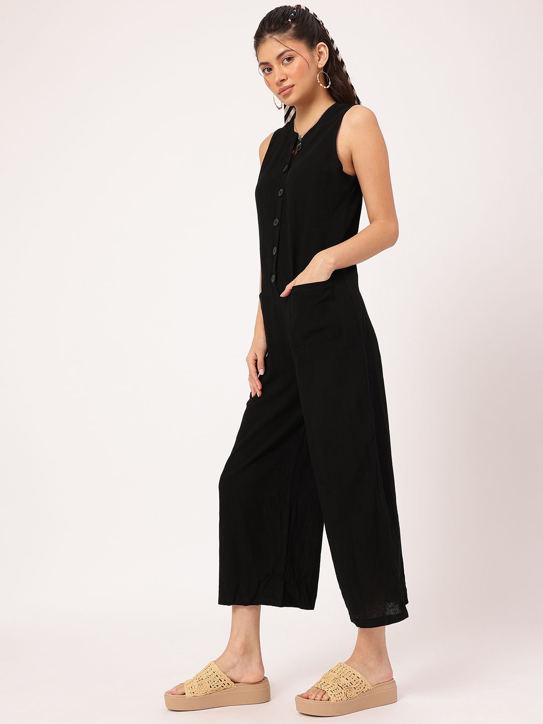 DressBerry Bold Babe Sunset Style Cozy Cotton Sleeveless Jumpsuit