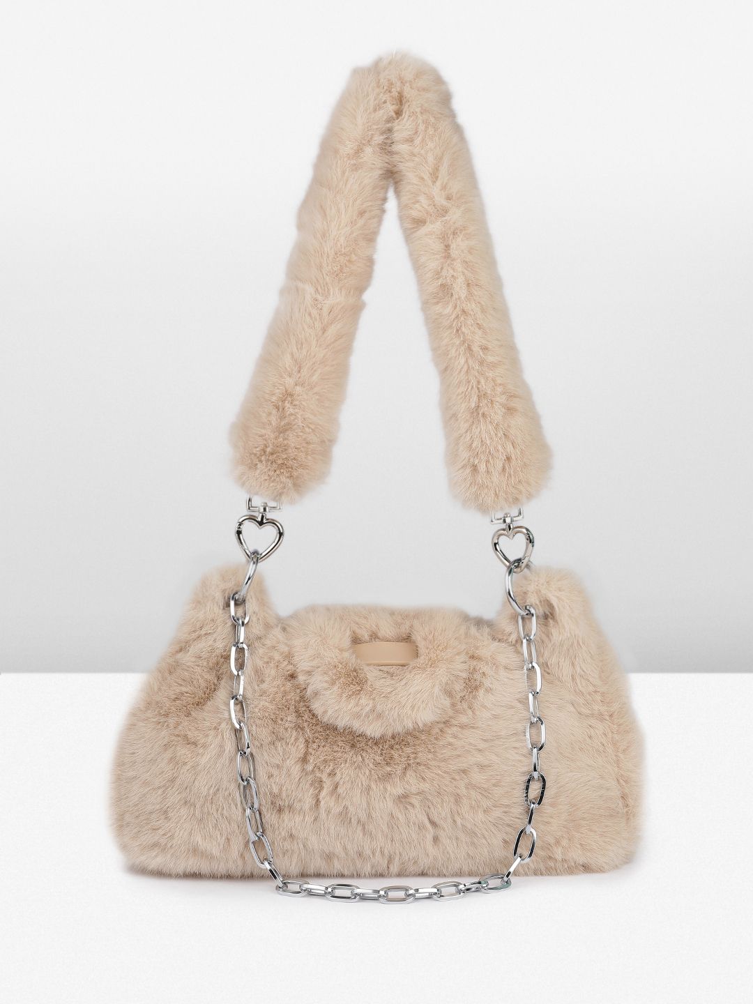 DressBerry Structured Shoulder Bag With Fur