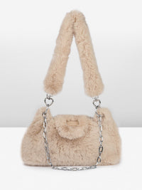 DressBerry Structured Shoulder Bag With Fur