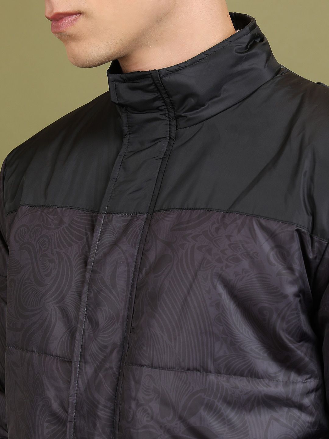 HIGHLANDER Floral Printed Stand Collar Padded Jacket
