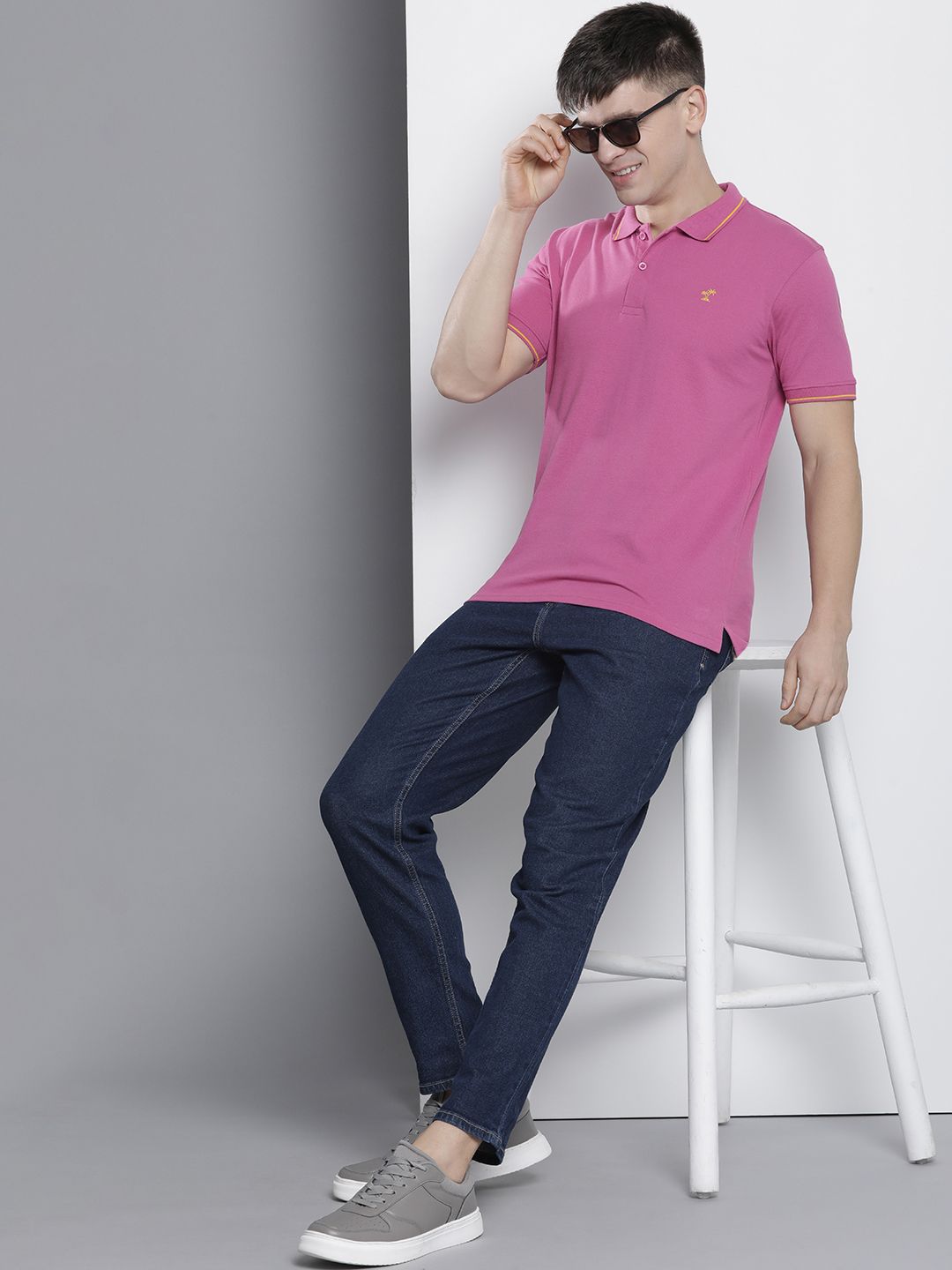 The Indian Garage Co Men Solid Polo Collar T-shirt