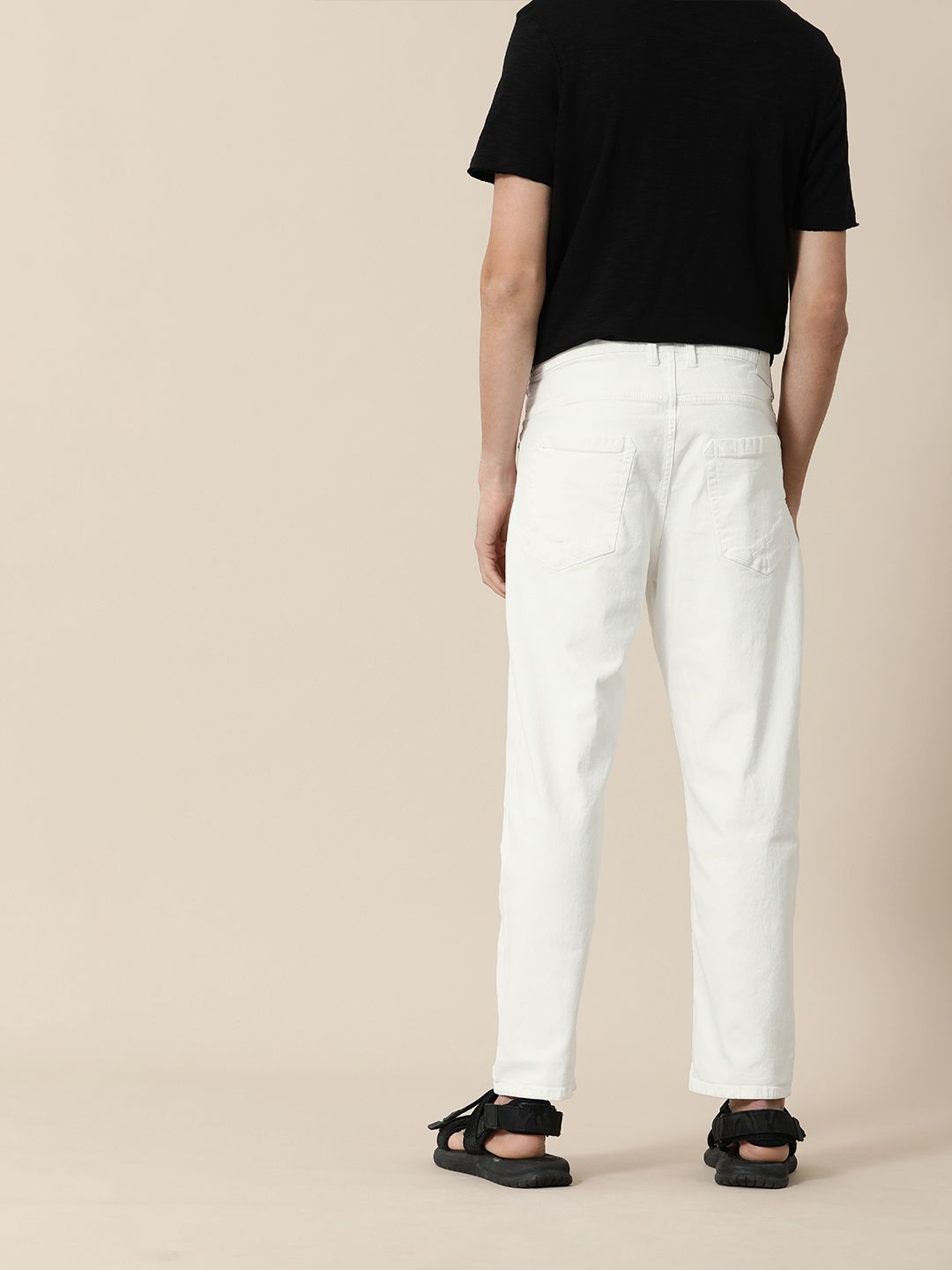 Mr Bowerbird Men White Tapered Fit Low Distress Mid-Rise Stretchable Jeans