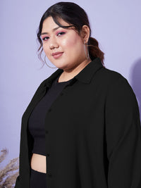 SASSAFRAS Curve Black Comfort Opaque Casual Shirt