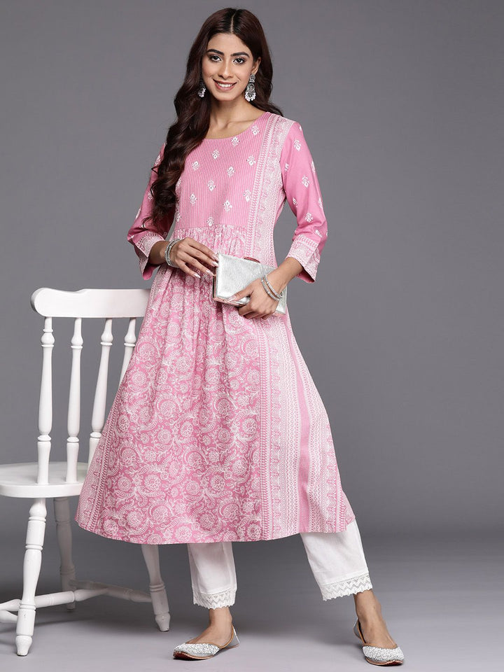 Indo Era Women Ethnic Motifs Printed Kantha Work Kurta