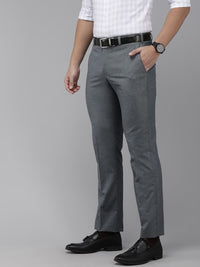 Park Avenue Men Blue Smart Fit Solid Formal Trousers