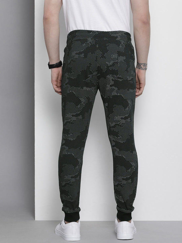 The Indian Garage Co Men Black and Grey Printed Slim Fit Joggers