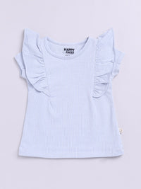 Happy Faces Girls Striped Ruffles Detail Pure Cotton Top