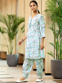 Libas Floral Printed Straight Pure Cotton Kurta with Salwar